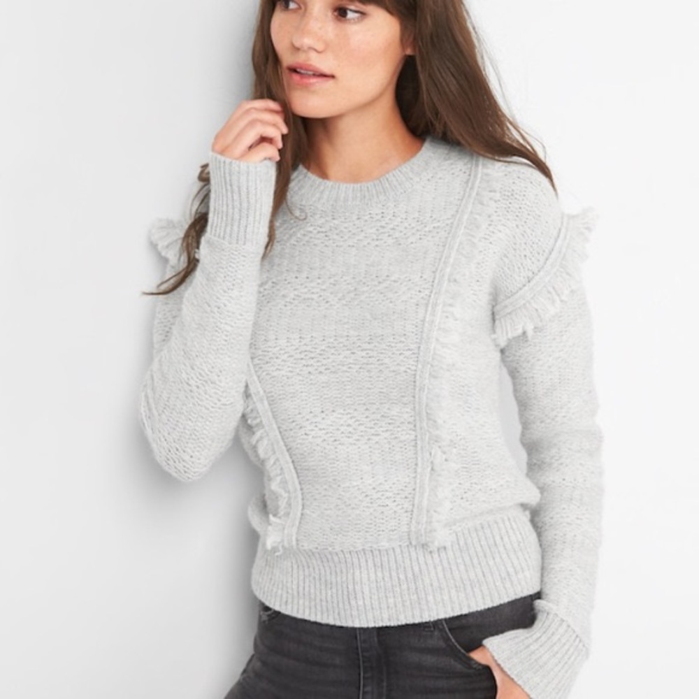Gap | Light Grey Fringe Sweater.